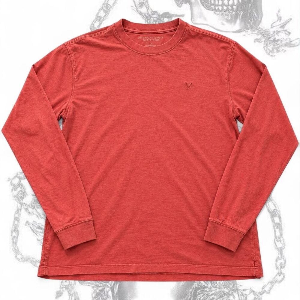 American-eagle Men's Red and Orange T-shirt